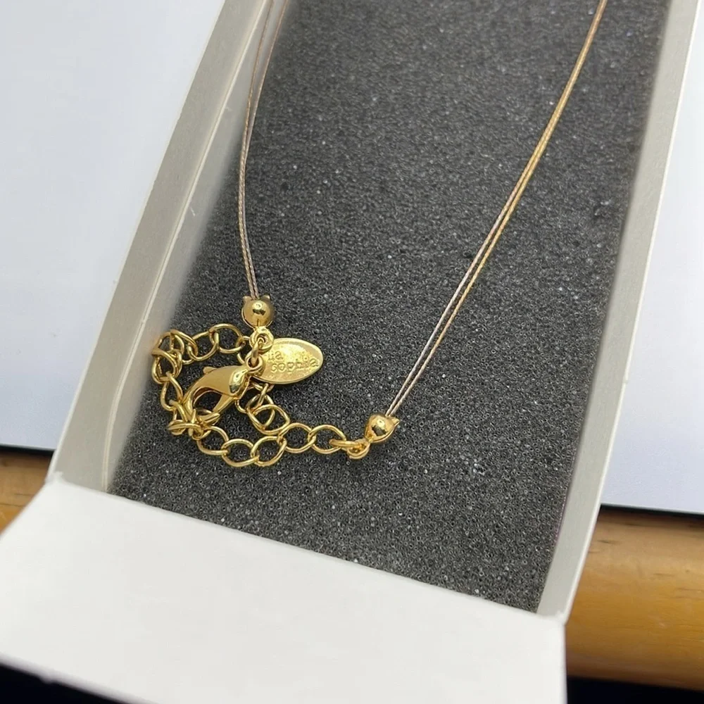 Lia Sophia NIB Jasper & Cats Eye Beaded Gold Tone Wire Necklace - Picture 4 of 7